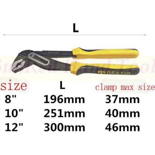 BESTIR taiwan original yellow and black handle chrome vanadium steel 8" grip pliers plumbers wrench,NO.10411