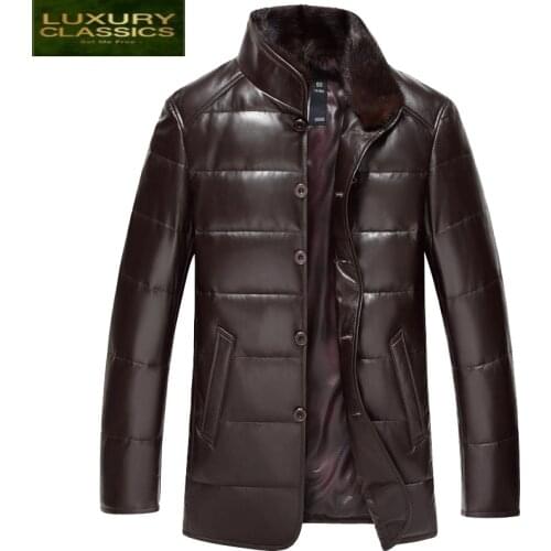 Jacket Genuine Men Leather Winter Clothes 2021 Real Sheepskin Duck Down Jacket Mink Fur Collar Business Man Jacket DK075
