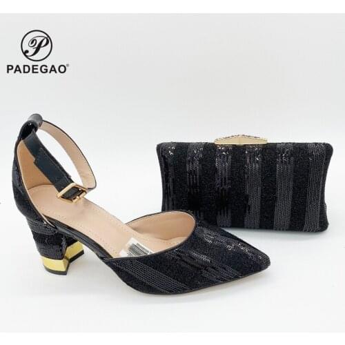 Fashion italian shoes with matching bags 8CM african shoes and bags matching set for party italian shoes and bags set