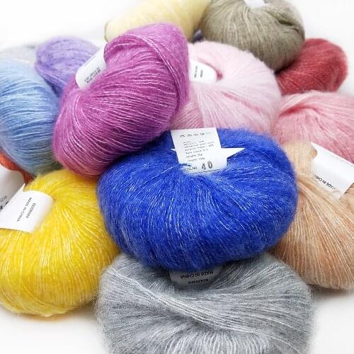25g/Ball Mohair Yarn Crochet Women Scarf Shawl Wool Thread Handmade DIY For Knitted Sweater Hat Sewing Supply 0.9mmX260m