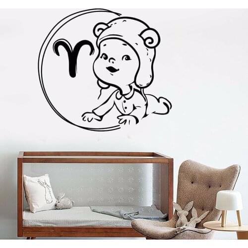 Wall Decal Zodiac Baby Aries Horoscope Children Room Kids Bedroom Home Decor Creative Cute Vinyl Wall Sticker Nursery Mural M666