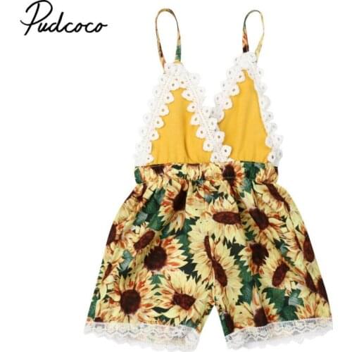 Pudcoco 2019 Baby Girl Clothes Bodysuit Newborn For Kids Costume Children Toddler Tiny Cotton Summer Sunflower Backless Clothing