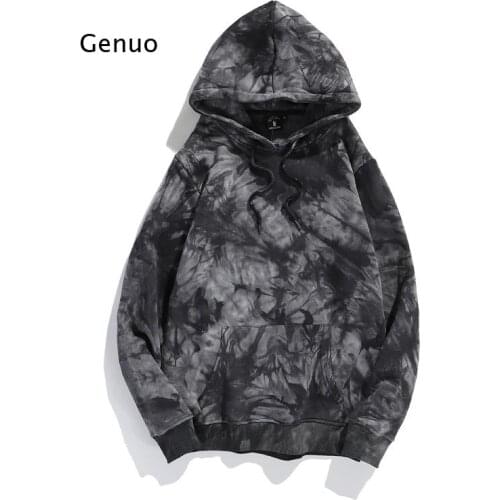 Autumn and Winter Jacket Sweater Mens Hoodie General Plus Fleece Womens Hooded Tie-Dye Trendy Pullover Coat Tie Dye Girls Tops