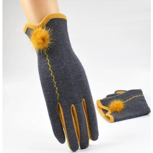 Warm Gloves Women Cotton Touch Screen Plush Gloves Autumn Winter Non-Inverted Velvet Cashmere Full Finger Outdoor Gloves Spring