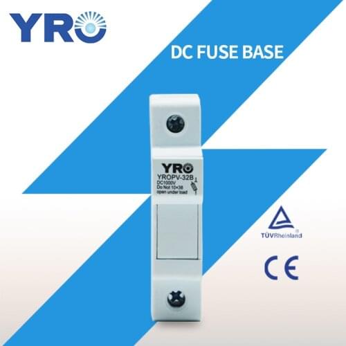 DC 1P 1000V Fuse Holder for Solar PV System Protection Fusible 10x38MM gPV PV Solar Fuse YROPV-32B