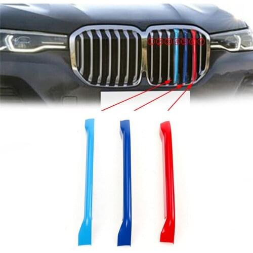 Car Front Grille Trim Strips Grill Cover Sticker For BMW X7 G07 2019 (7 Grilles) 3D M Styling наклейки на авто