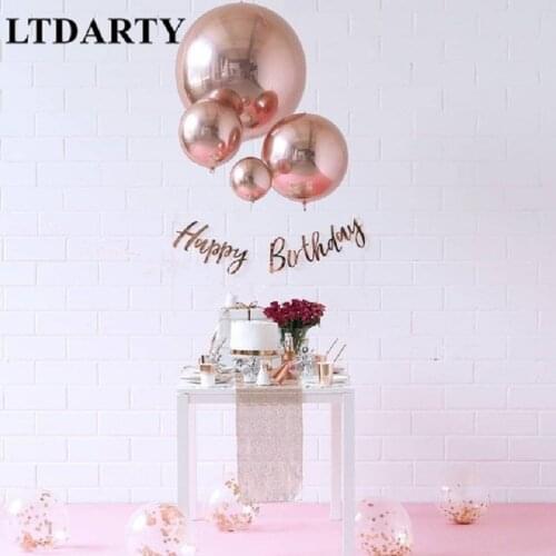 20pcs10/18/22inch Rose Gold Silver 4D Round Sphere Shaped Small Foil Balloons Baby Shower Wedding Birthday Party Decorations