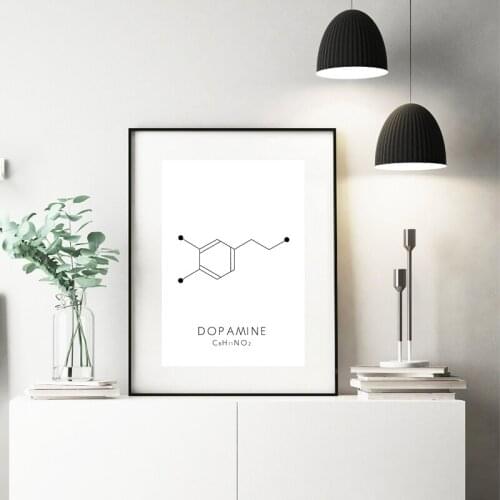 School Lab Wall Art Canvas Poster Print Oxytocin Dopamine Painting Molecular Structure Picture Chemistry Science Decor