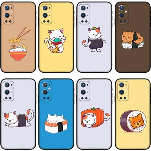 Cute cat Sushi Phone Case For OnePlus 7 8 9 Pro 6T 7T 8T Anti-fallSoft Silicone Case for OnePlus 8 9 9pro