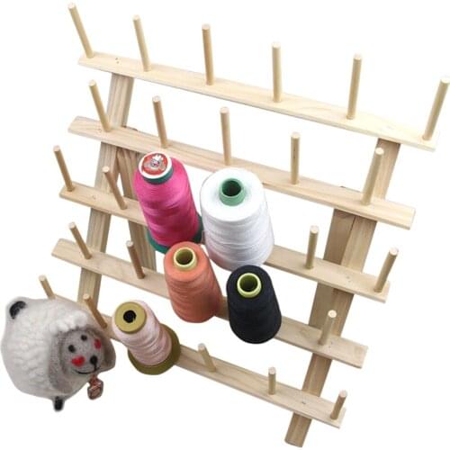 Solid Wood Folding Wire Rack Sewing Storage Suitable For Large Spools Household Wire Roll Racks Can Be Placed On 28 Axes Prym