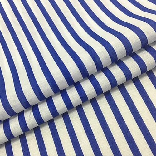 Deep blue and white striped design silk cotton blended fabric natural silk fabric,SCT743