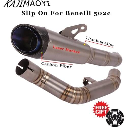 Motorcycle Exhaust System Escape Titanium Alloy Middle Link Pipe Carbon Fiber Muffler Slip On For Benelli 502c Modified