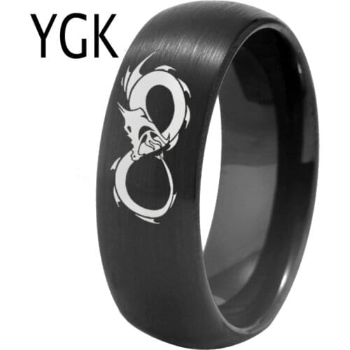 YGK Jewelry China Dragon Infinity Design Matte Black Dome Tungsten Rings Mens Bridegroom Wedding Engagement Anniversary Ring