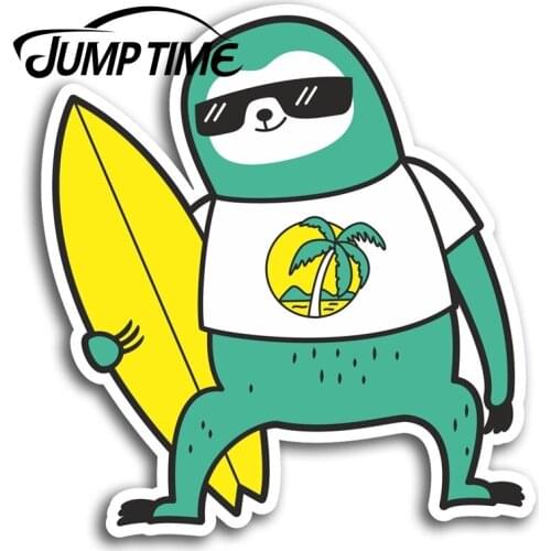 Jump Time Funny Surfing Sloth Vinyl Stickers Surf Sticker Laptop Luggage Car Assessoires Window Decals Car Wrap DIY