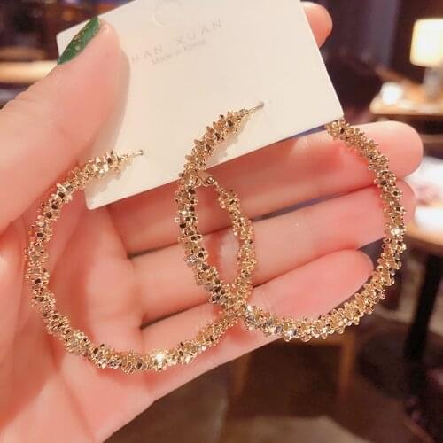 BLIJERY New Personality Thick Big Hoop Earrings for Women Brincos Starry Circle Earrings Boucles d'oreill Fashion Jewelry Gift