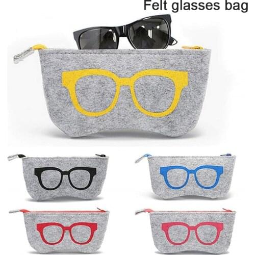 1/2Pcs Portable Soft Zipper Reading Glasses Protector Sunglasses Pouch New Felt Glasses Case Bag Sunglasses Case Box