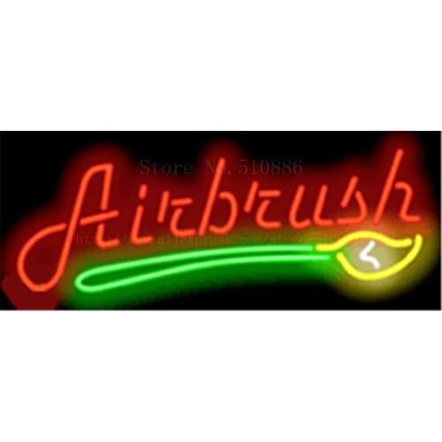 17*14" Airbrush with Brush NEON SIGN REAL GLASS BEER BAR PUB LIGHT SIGNS store display Restaurant Shop beauty Advertising Lights