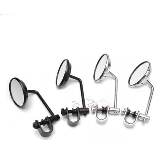 22-25mm Motorcycle Handlebar Rear View Mirrors Round Convex Clip-On Retro for Harley Honda Funbike Chopper Cruiser Cafe Racer