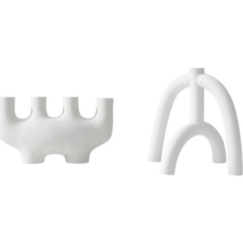 2X Candle Holder Ceramic Candlestick Minimalist Candle Holder Creative Tealight Holder Candle Stand Desktop Type B & C