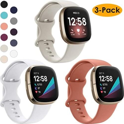 3pack Silicone Strap For Fitbit Versa 3/Sense Smart Watch Band Replacement L/S Bracelets For Fitbit Sense Wristbands Correa