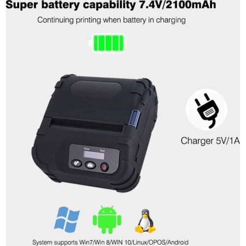 80mm 3" Thermal Big Battery Powered Portable Label Sticker Hand Held Printer
