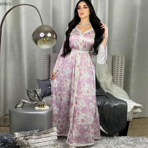 Abaya Dubai Turkey Muslim Satin Hijab Dress Kaftan Islam American Clothing Maxi Dresses Abayas For Women Vestidos Robe Musulman