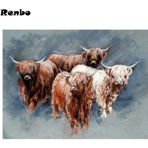 Full Drill Square Diamond Painting Highland cattle Pattern Bead Embroidery Cross Stitch Crystal Painting Rhinestone Mosaic round
