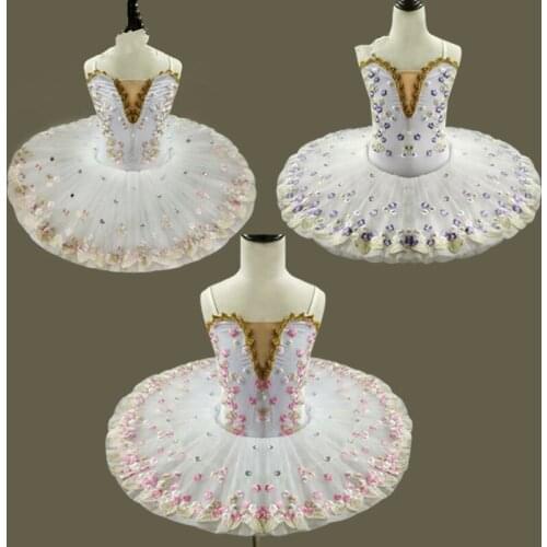 Bailarina Ballet Stage Shows Costume For Adult Ballet Professional Dancewear Girl Tutu Ballet pink/rose/purple Flower lace Dress