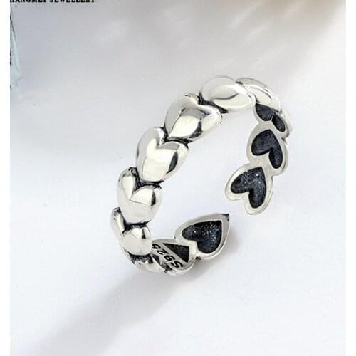 Bohemian Simple Smooth Heart Ring Silver Plated Opening Ring Romantic Promise Girl Eternal Love Jewelry Valentines Day Gift