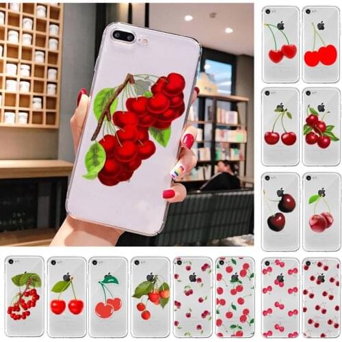 Cherry Phone Case For iPhone X XS MAX 6 6s 7 7plus 8 8Plus 5 5S SE 2020 XR 11 11pro max Clear funda Cover