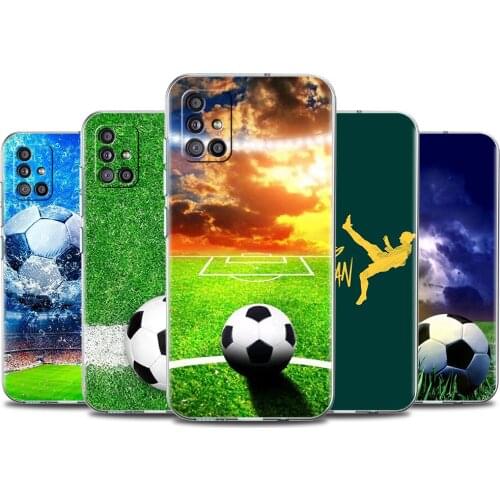 Football Soccer Ball Case For Samsung Galaxy A51 A32 A42 A52 A71 A72 5G A21 EU A01 A02 A11 A12 A31 A41 A91 Transparent Cas Cover