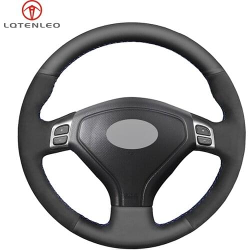 LQTENLEO Black Leather Suede Steering Wheel Cover For Subaru Forester 2004-2007 Outback 2004-2007 Legacy Impreza WRX 2003-2007