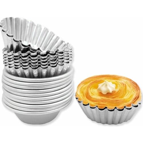 10pcs Cake Aluminium Alloy Tart Mould Baking Tool Cupcake Egg Tart Fruit Tart Mold 7Cm Diameter 301-0272