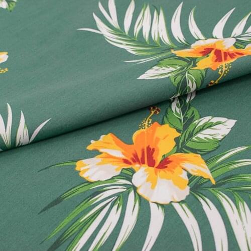 Green Morning Glory Print Cotton Fabric For Dress Tissus Coton ImprimÉ Sewing Telas Algodon Estampadas Ткань Au MÈTre Tissu DIY