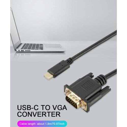 USB C To VGA Cable Type USB-C To VGA 1.8M 1080P Type USB-C Revolution To VGA Adapter Data Cable Conversion