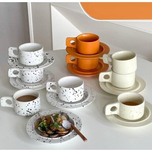 Classical Ink Dots Ceramics Mugs with Saucer coffee mug Milk Tea office Cups Drinkware the Best birthday Gift with Gift Box