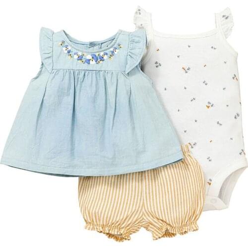 3 Pieces Newborn Infnat Baby girl boy clothing sets 221 Summer Soft Cotton bodysuit+ tops+shorts Bebe Kids clothes outfit