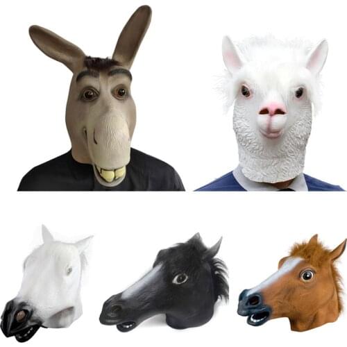 Anime Cosplay Costume for Adults Performance Horse Goat Donkey Headgear Men Animal Mask Halloween Fancy Disguise Carnival Party