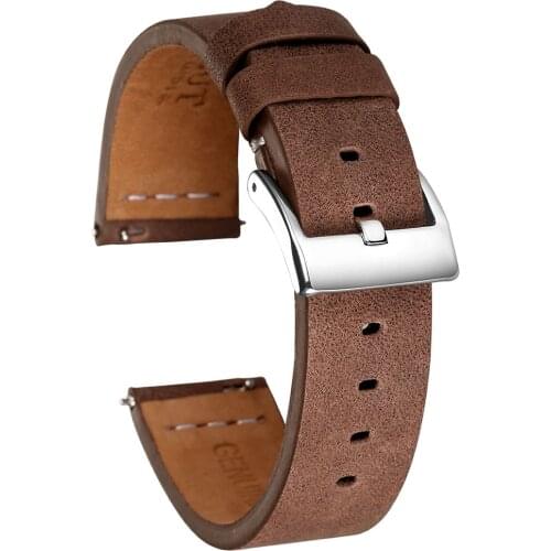 Hemsut Quick Release Leather Watch Bands Saddle Calf Handmade Vintage Leather Watch Strap 18mm 20mm 22mm