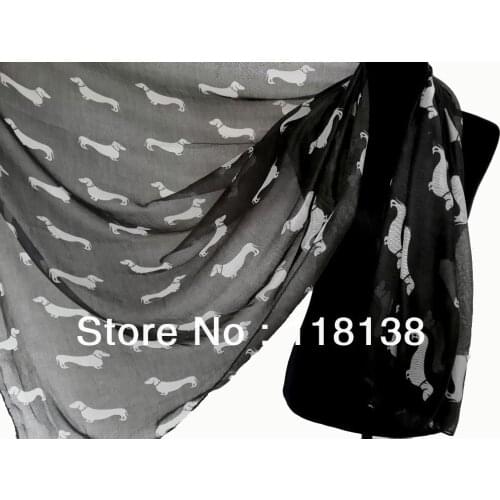 Fashion Dog Dachshund Print Animal Scarf Shawl Wrap Oversized Scarves, Free Shipping