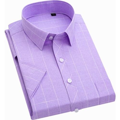 2020 New Arrival Summer Men Shirt Short Sleeve No-Iron Striped Shirts Formal Causal Business Work Shirts Brand Clothes DS404