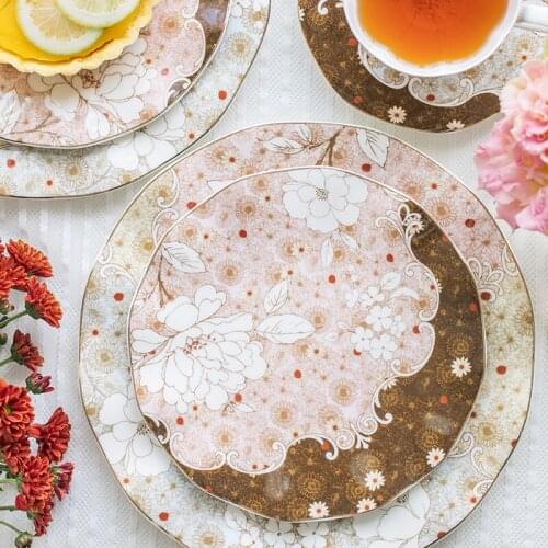 EECAMAIL British Afternoon Tea Set Home Coffee Cup Luxury Exquisite Bone China Coffee Set Ceramic Valentines Gift Dessert Plate