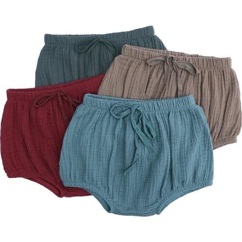 Summer New Baby Boys Linen Cotton Fashion Casual Large PP Shorts Infant Solid Color Cotton Linen Toddler Baby Girls Bread Pants