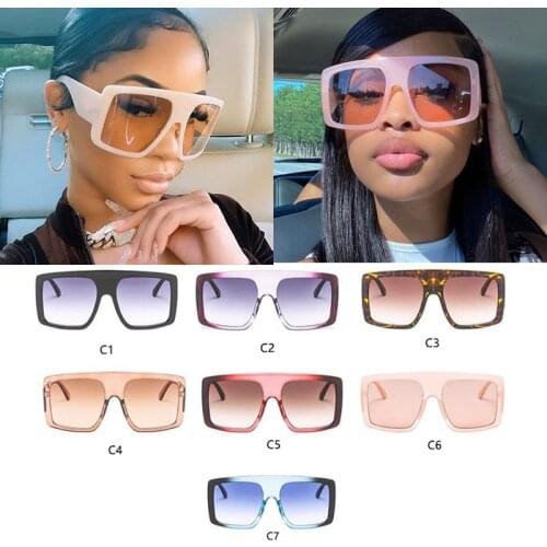Wholesale Pink Square Oversized Sunglasses Women 2020 Luxury Designer Vintgae Shades One Piece Sun Glasses Men Huge Eyewear