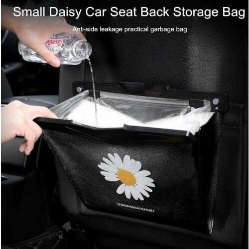 Personality creative car trash can cute cartoon little daisy hanging garbage bag car seat back storage bag lady