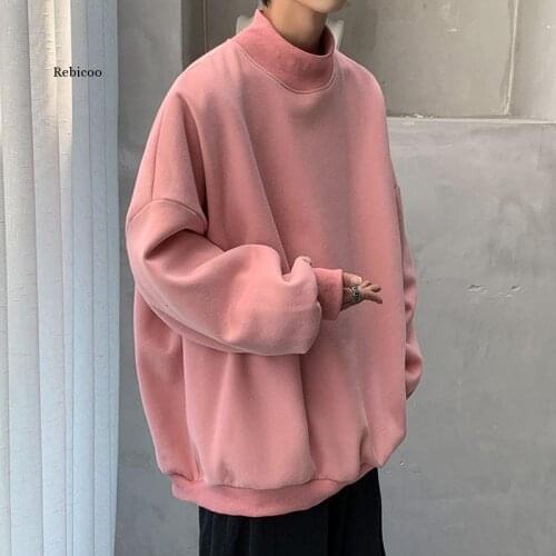 Autumn Korean Hoodie Mens Fashion Casual Stand-Up Collar Sweatshirt Men Streetwear Loose Hip-Hop Pullover Hoodies Mens M-5Xl