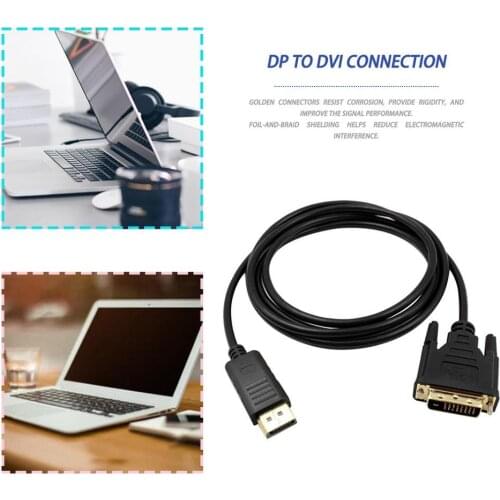 DisplayPort DP to DVI Cable Male to Male Display Port to DVI Connection Adapter 1080P HD for HDTV PC Laptop Projector