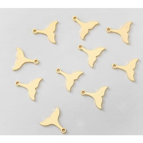 Copper Metal 14K Real Gold Plated Fish Tail Charms Pendants High Quality 10PCS For DIY Jewelry Findings Accessories wholesale
