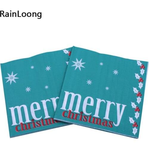 [RainLoong] Merry Christmas Paper Napkins Tissue Serviettes For Christmas Party Decoration Decoupage 33*33cm 1 pack