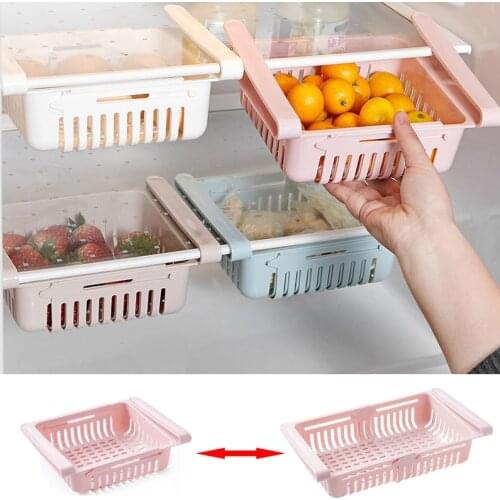 Adjustable Stretchable Refrigerator Organizer Drawer Basket Refrigerator Pull-out Drawers Fresh Spacer Layer Storage Rack